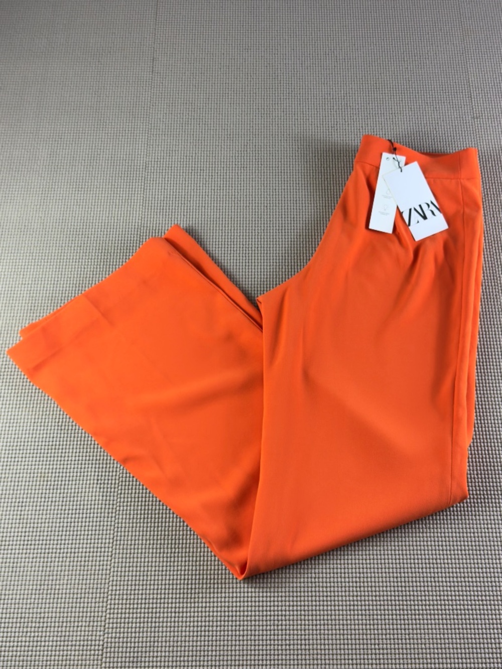ZARA bright orange high waisted wide leg flare pants size small